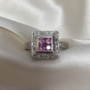 Pink sapphire and diamond ring